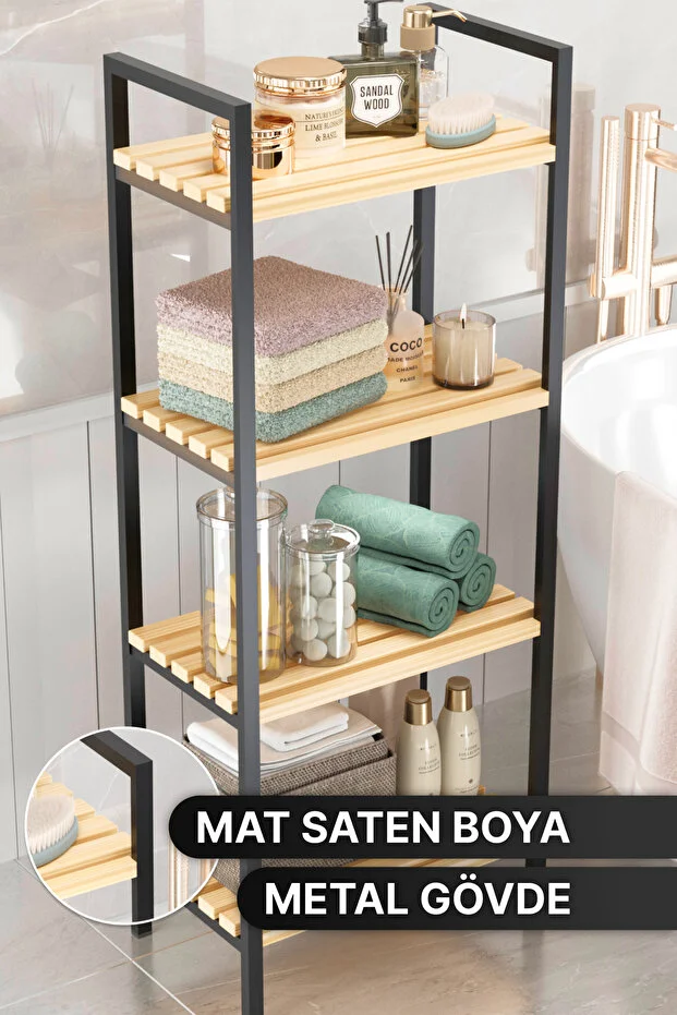 Banyo Düzenleyici Mutfak Rafı Banyo Dolabı Çok Amaçlı Dolap 4 Katlı Metal Mutfak Düzenleyici